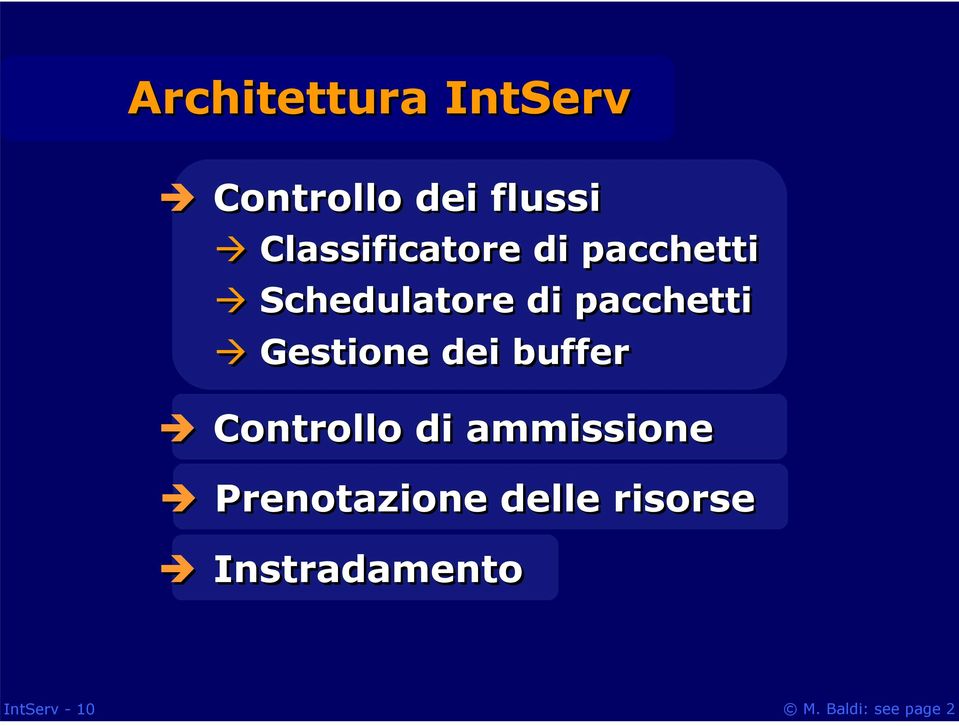 pacchetti Gestione dei buffer Controllo di