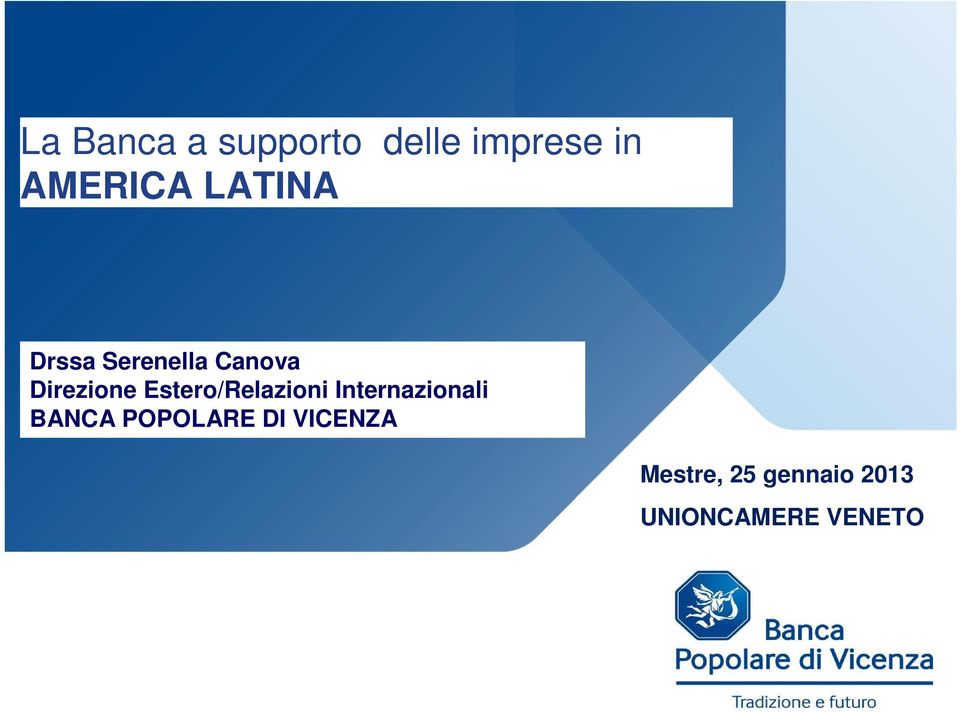 Estero/Relazioni Internazionali BANCA POPOLARE