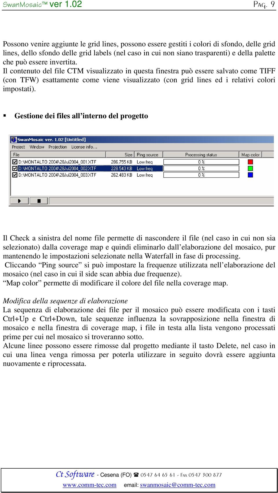 essere invertita. Il contenuto del file CTM visualizzato in questa finestra può essere salvato come TIFF (con TFW) esattamente come viene visualizzato (con grid lines ed i relativi colori impostati).