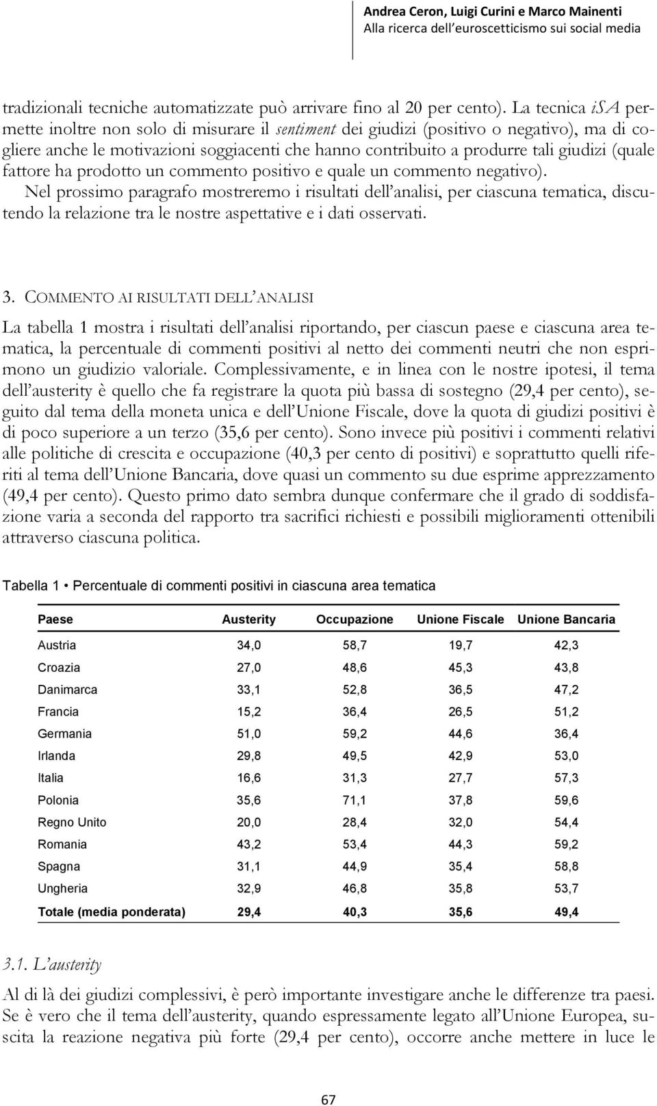 (quale fattore ha prodotto un commento positivo e quale un commento negativo).