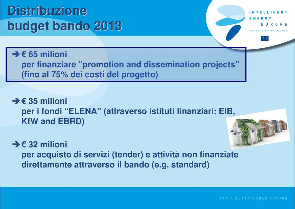 ELENA (attraverso istituti finanziari: EIB, KfW and EBRD) 32 milioni per acquisto