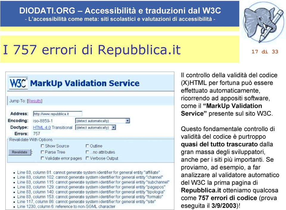 come il MarkUp Validation Service presente sul sito W3C.