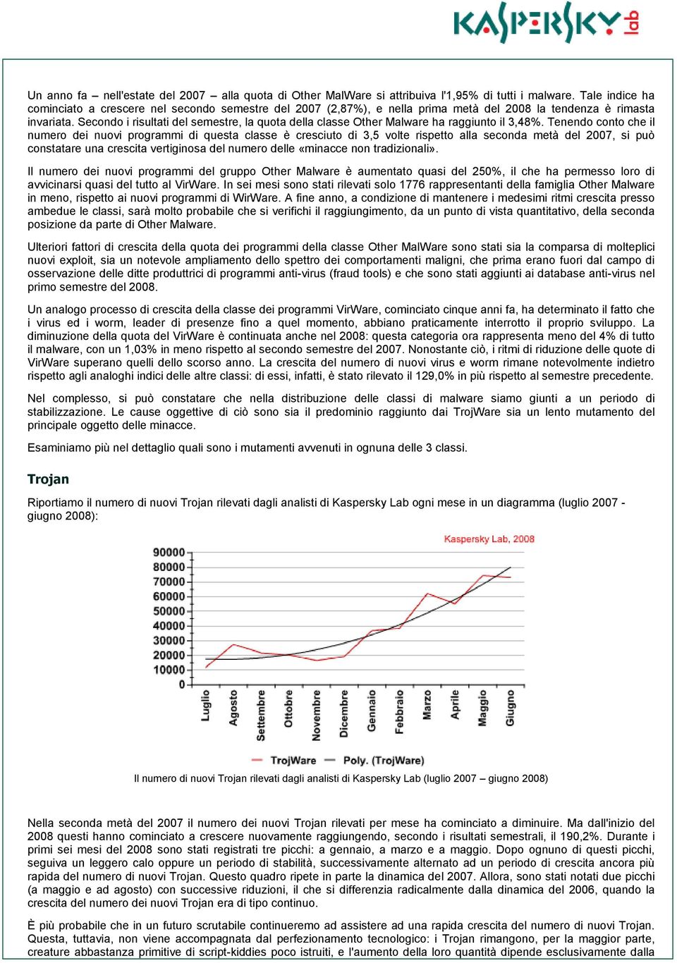 Secondo i risultati del semestre, la quota della classe Other Malware ha raggiunto il 3,48%.