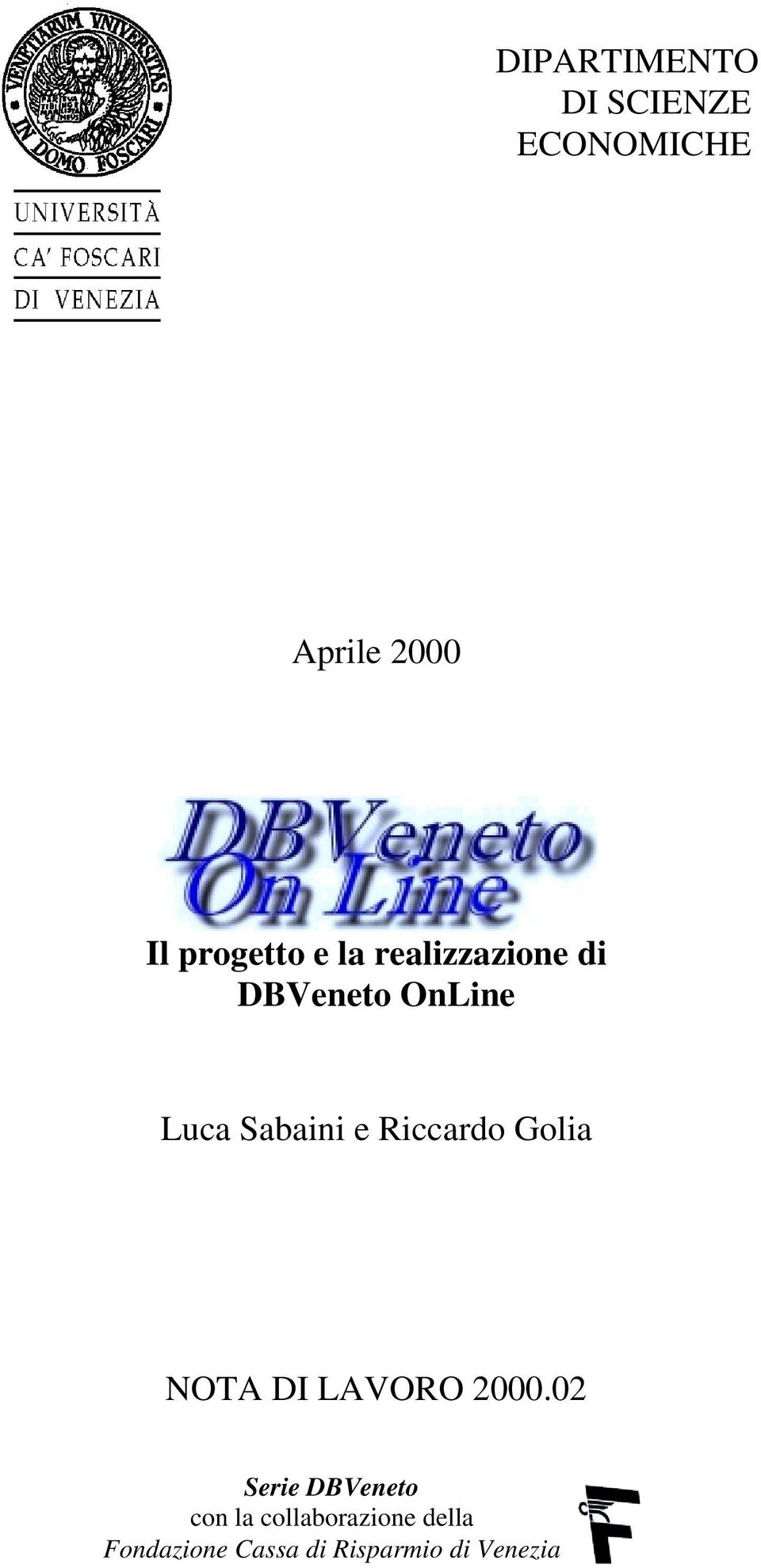 Riccardo Golia NOTA DI LAVORO 2000.