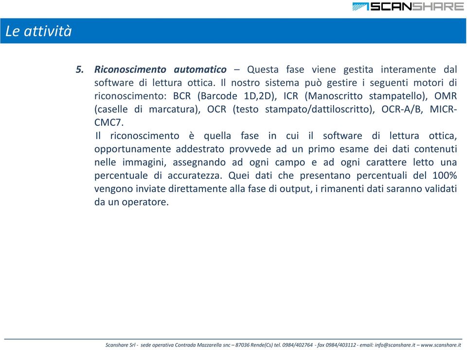 stampato/dattiloscritto), OCR-A/B, MICR- CMC7.