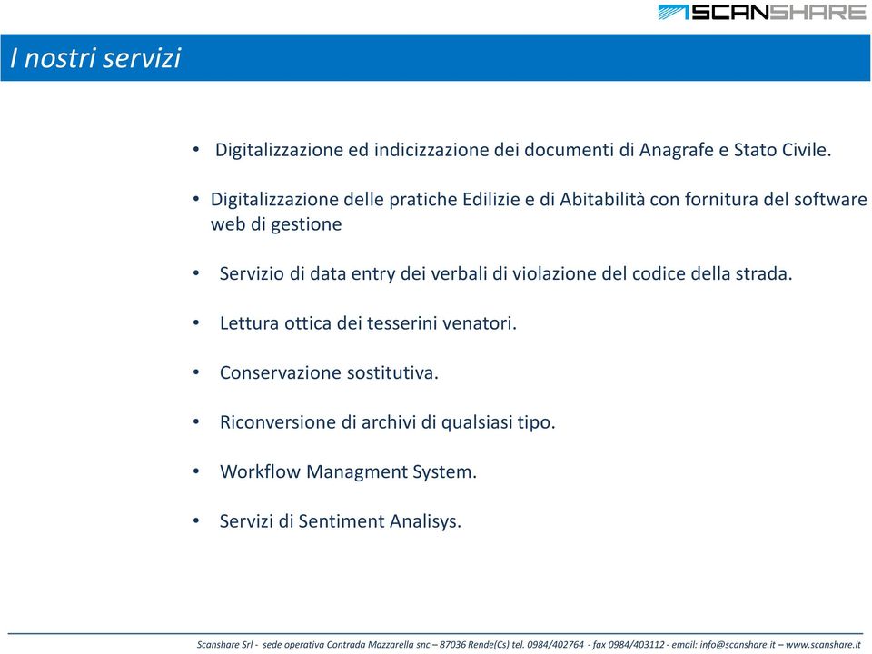 Servizio di data entry dei verbali di violazione del codice della strada.