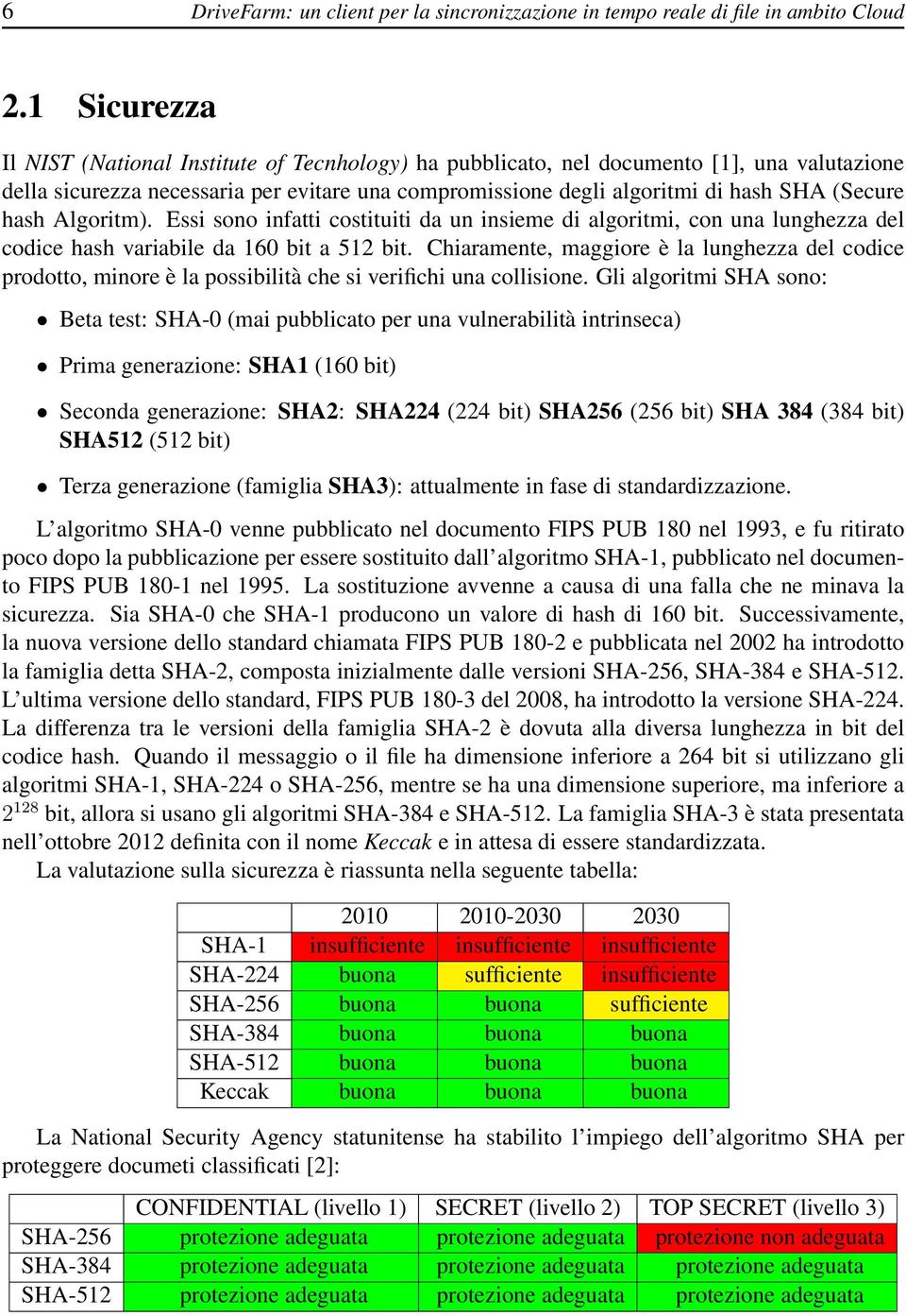 hash Algoritm). Essi sono infatti costituiti da un insieme di algoritmi, con una lunghezza del codice hash variabile da 160 bit a 512 bit.