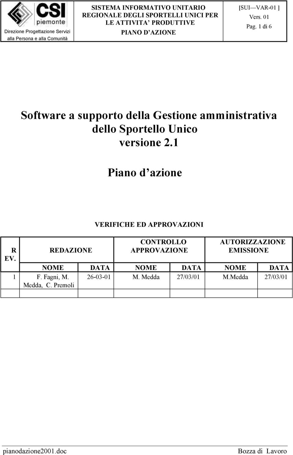 REDAZIONE VERIFICHE ED APPROVAZIONI CONTROLLO APPROVAZIONE AUTORIZZAZIONE