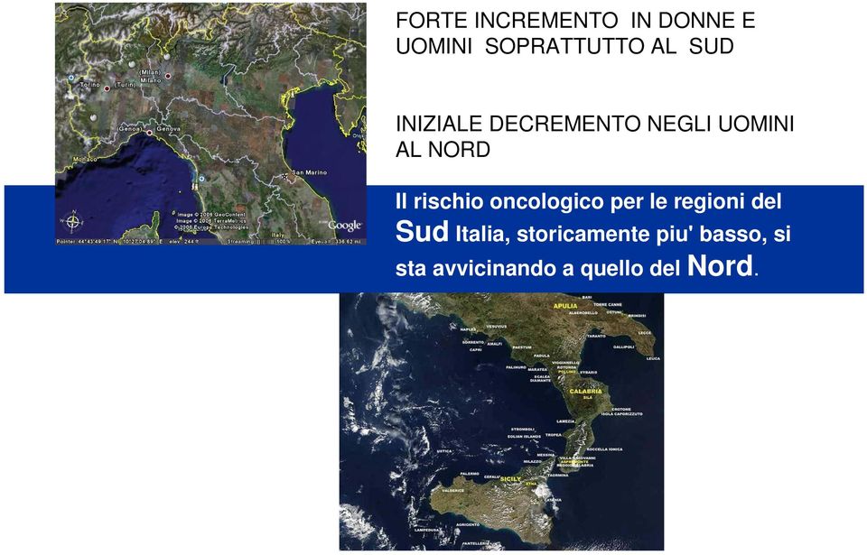 rischio oncologico per le regioni del Sud Italia,