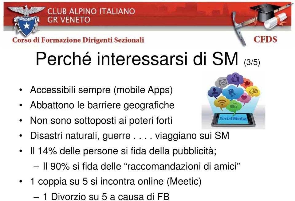 ... viaggiano sui SM Il 14% delle persone si fida della pubblicità; Il 90% si fida