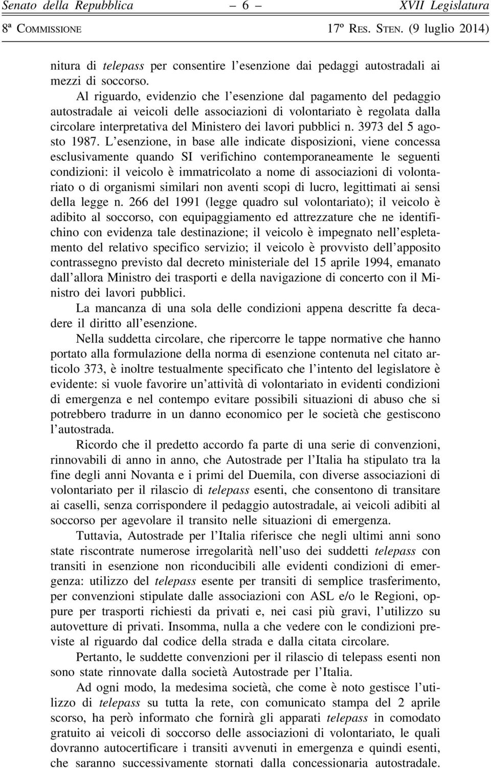 pubblici n. 3973 del 5 agosto 1987.