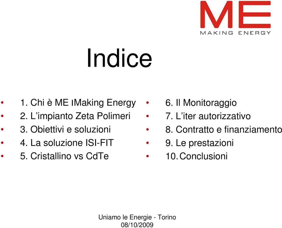 La soluzione ISI-FIT 5. Cristallino vs CdTe 6.