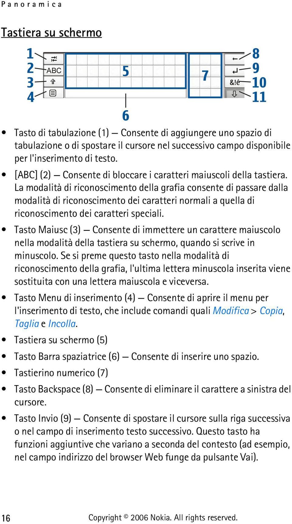 La modalità di riconoscimento della grafia consente di passare dalla modalità di riconoscimento dei caratteri normali a quella di riconoscimento dei caratteri speciali.