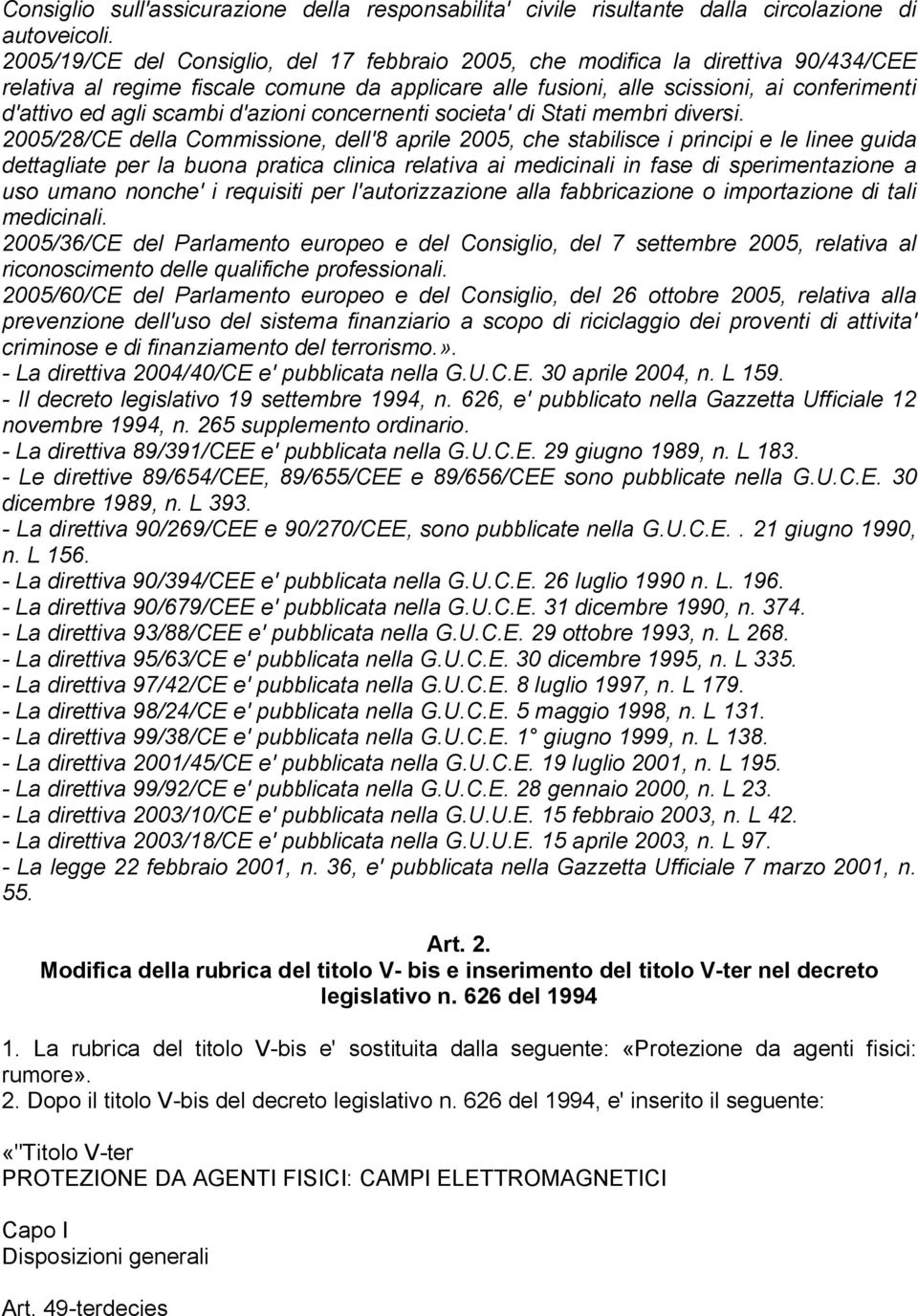 scambi d'azioni concernenti societa' di Stati membri diversi.