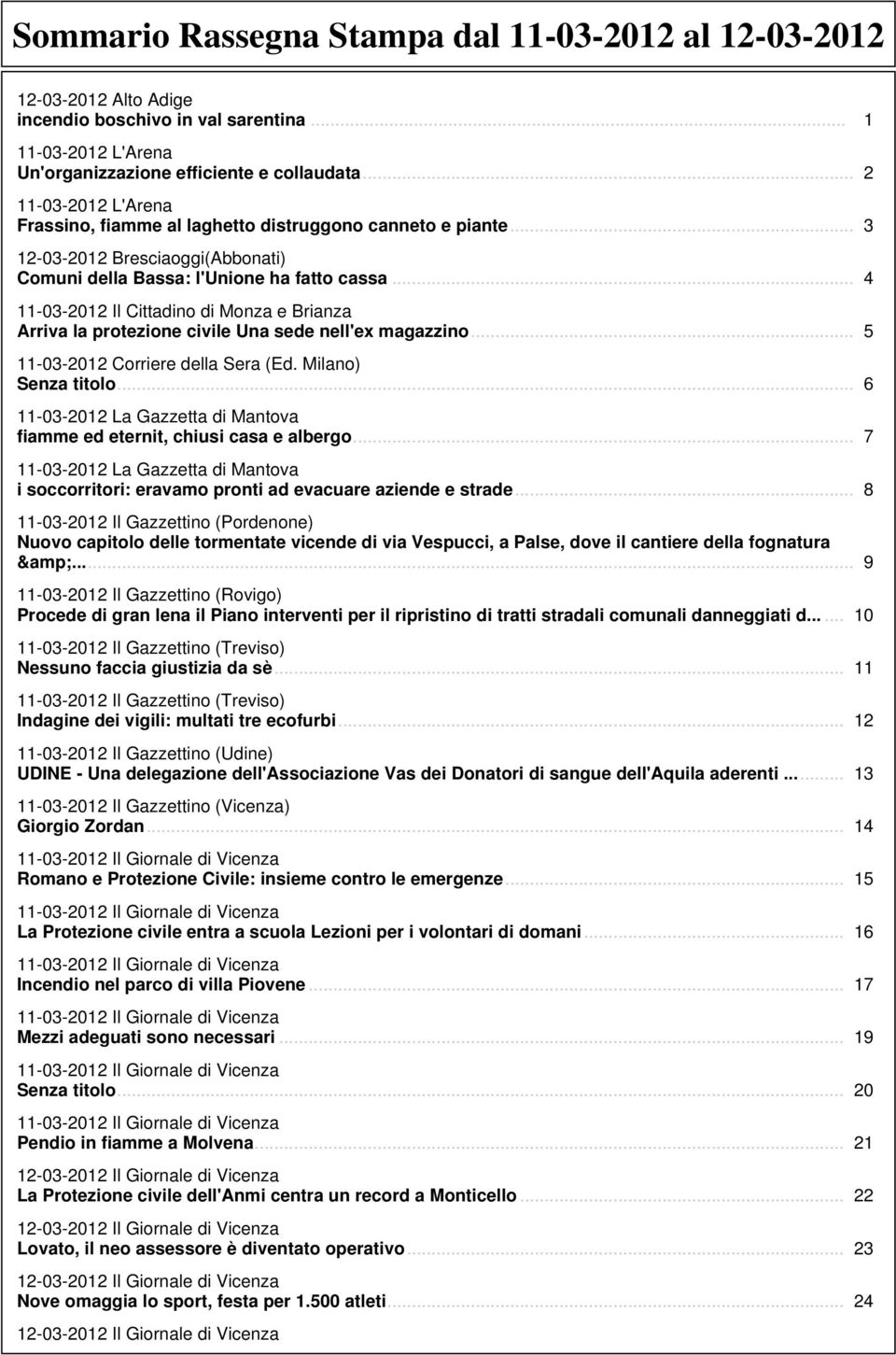 .. 4 11-03-2012 Il Cittadino di Monza e Brianza Arriva la protezione civile Una sede nell'ex magazzino... 5 11-03-2012 Corriere della Sera (Ed. Milano) Senza titolo.