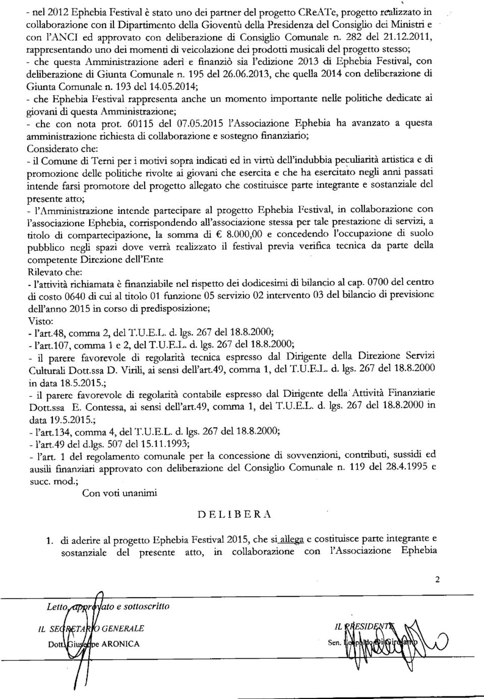 apptovato con delibetazione di Consiglio Comunaie n. 282 del 21.12.