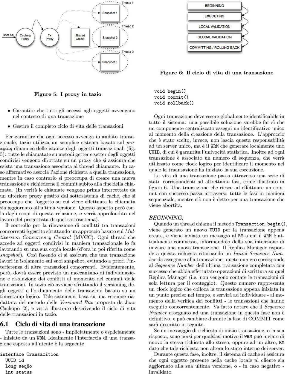 5): tutte le chiamatate su metodi getter e setter degli oggetti condivisi vengono dirottate su un proxy che si assicura che esista una transazione associata al thread chiamante.