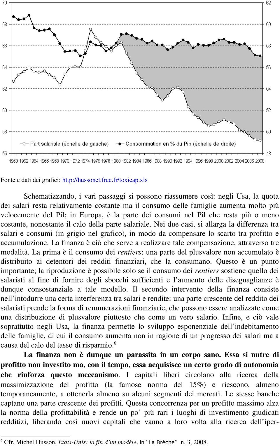 Europa, è la parte dei consumi nel Pil che resta più o meno costante, nonostante il calo della parte salariale.