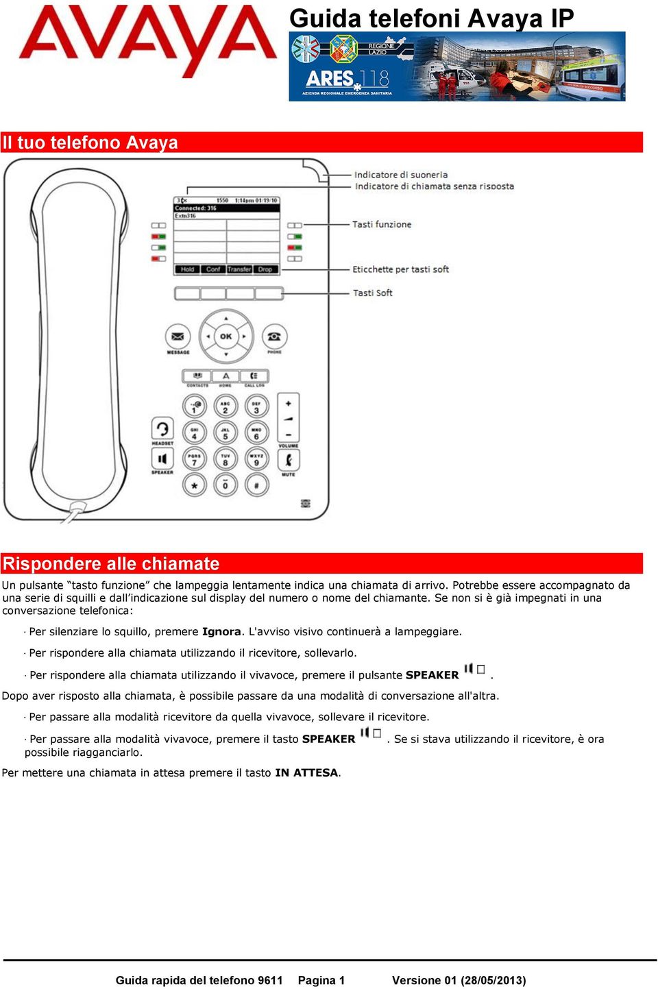 Se non si è già impegnati in una conversazione telefonica: Per silenziare lo squillo, premere Ignora. L'avviso visivo continuerà a lampeggiare.