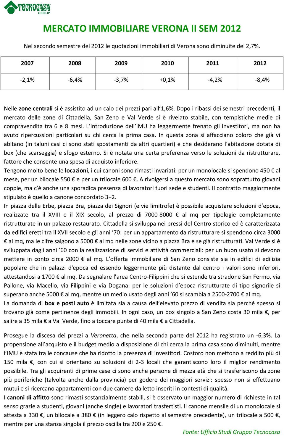 Dopo i ribassi dei semestri precedenti, il mercato delle zone di Cittadella, San Zeno e Val Verde si è rivelato stabile, con tempistiche medie di compravendita tra 6 e 8 mesi.