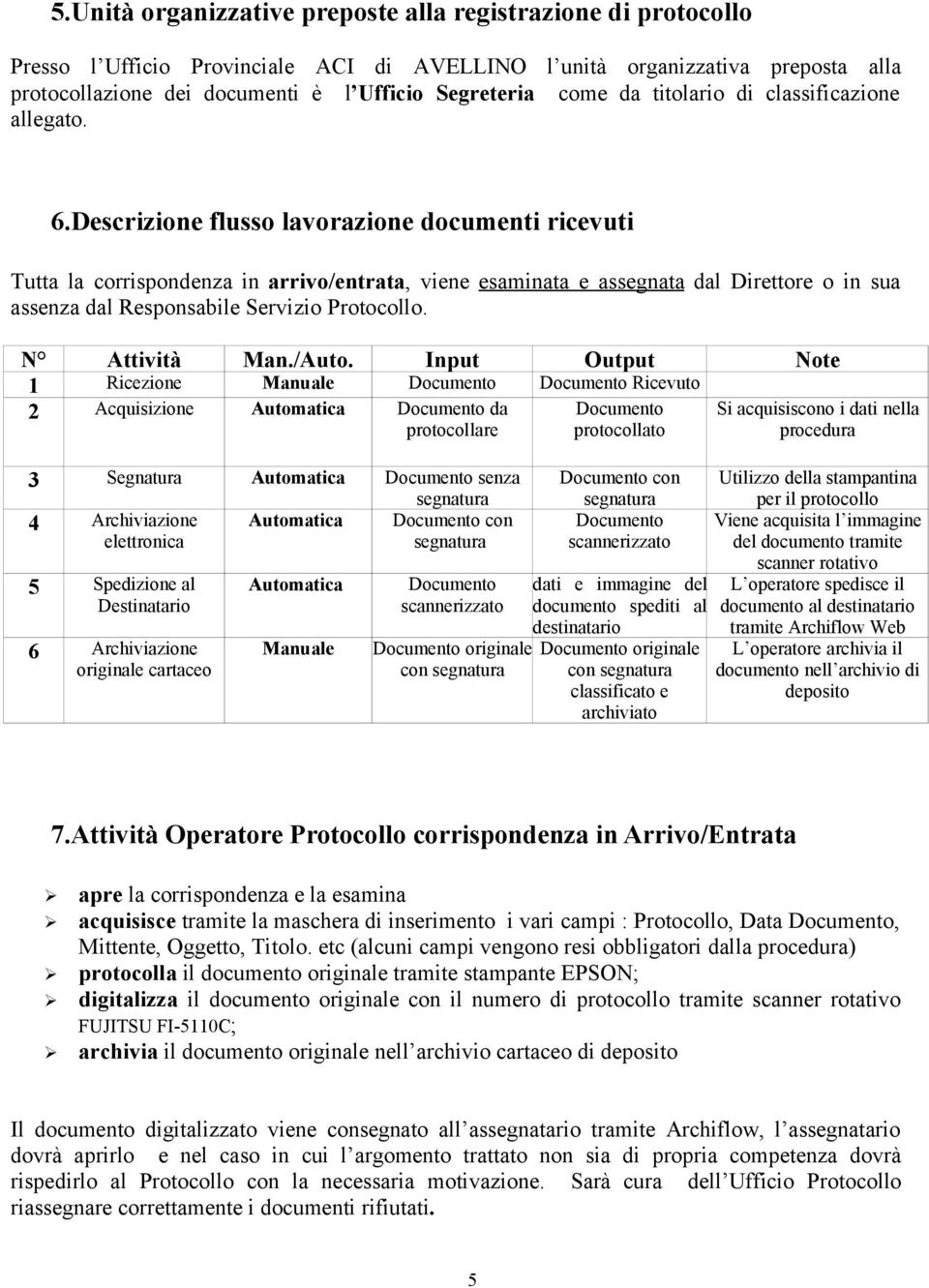 Descrizione flusso lavorazione documenti ricevuti Tutta la corrispondenza in arrivo/entrata, viene esaminata e assegnata dal Direttore o in sua assenza dal Responsabile Servizio Protocollo.