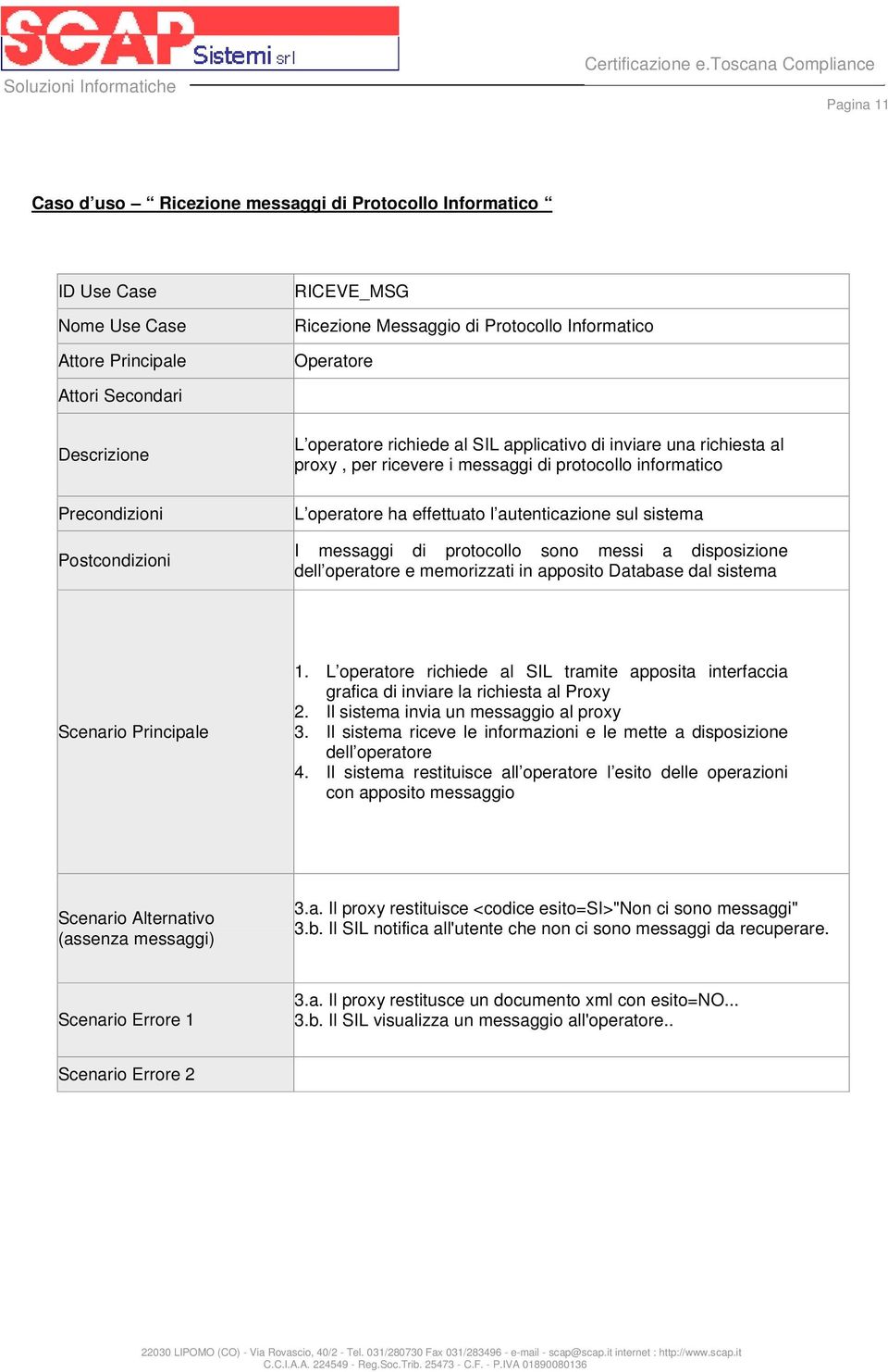 autenticazione sul sistema I messaggi di protocollo sono messi a disposizione dell operatore e memorizzati in apposito Database dal sistema Scenario Principale 1.