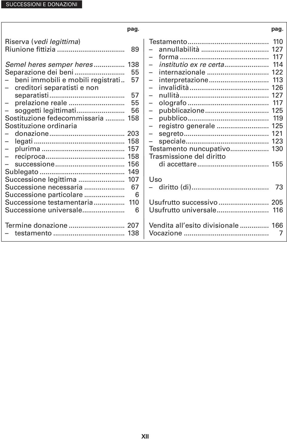 .. 157 reciproca... 158 successione... 156 Sublegato... 149 Successione legittima... 107 Successione necessaria... 67 Successione particolare... 6 Successione testamentaria.