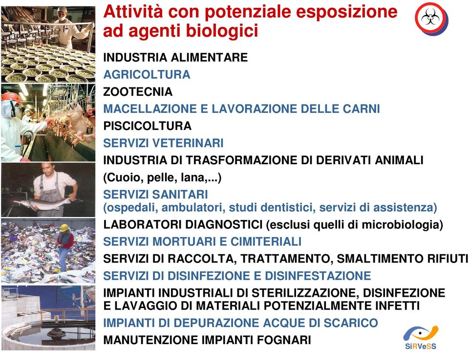 ..) SERVIZI SANITARI (ospedali, ambulatori, studi dentistici, servizi di assistenza) LABORATORI DIAGNOSTICI (esclusi quelli di microbiologia) SERVIZI MORTUARI E