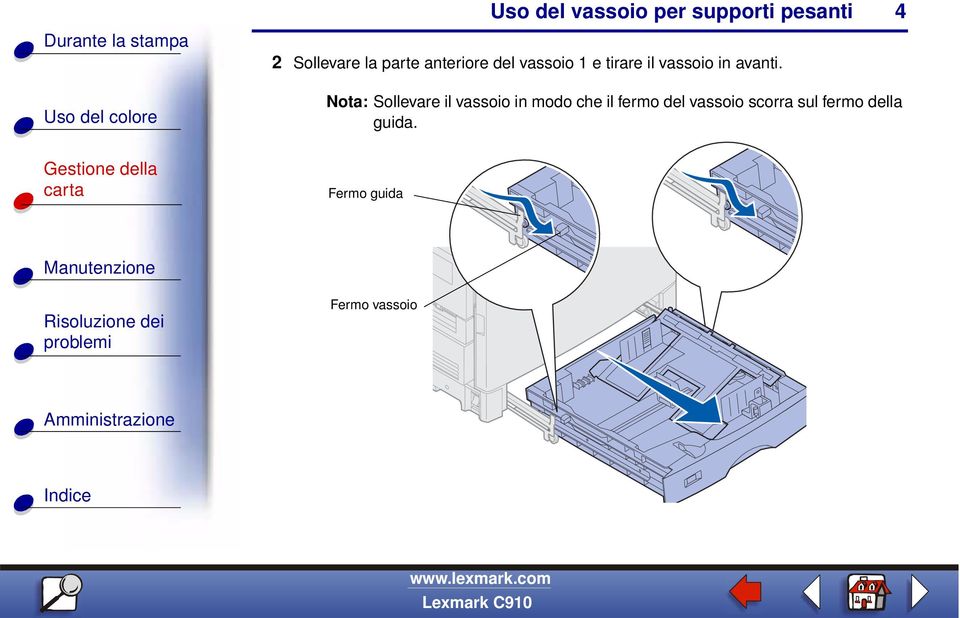 4 Nota: Sollevare il vassoio in modo che il