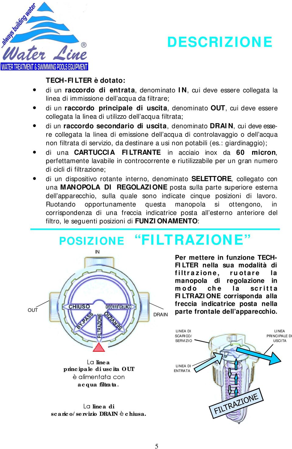 acqua non filtrata di servizio, da destinare a usi non potabili (es.