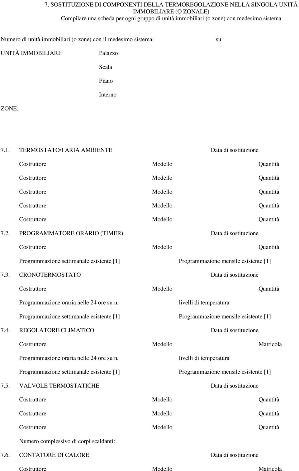 PROGRAMMATORE ORARIO (TIMER) di sostituzione Programmazione settimane esistente [1] Programmazione mensile esistente [1] 7.3. CRONOTERMOSTATO di sostituzione Programmazione oraria nelle 24 ore su n.