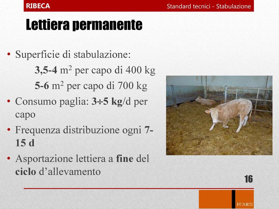 700 kg Consumo paglia: 3 5 kg/d per capo Frequenza distribuzione