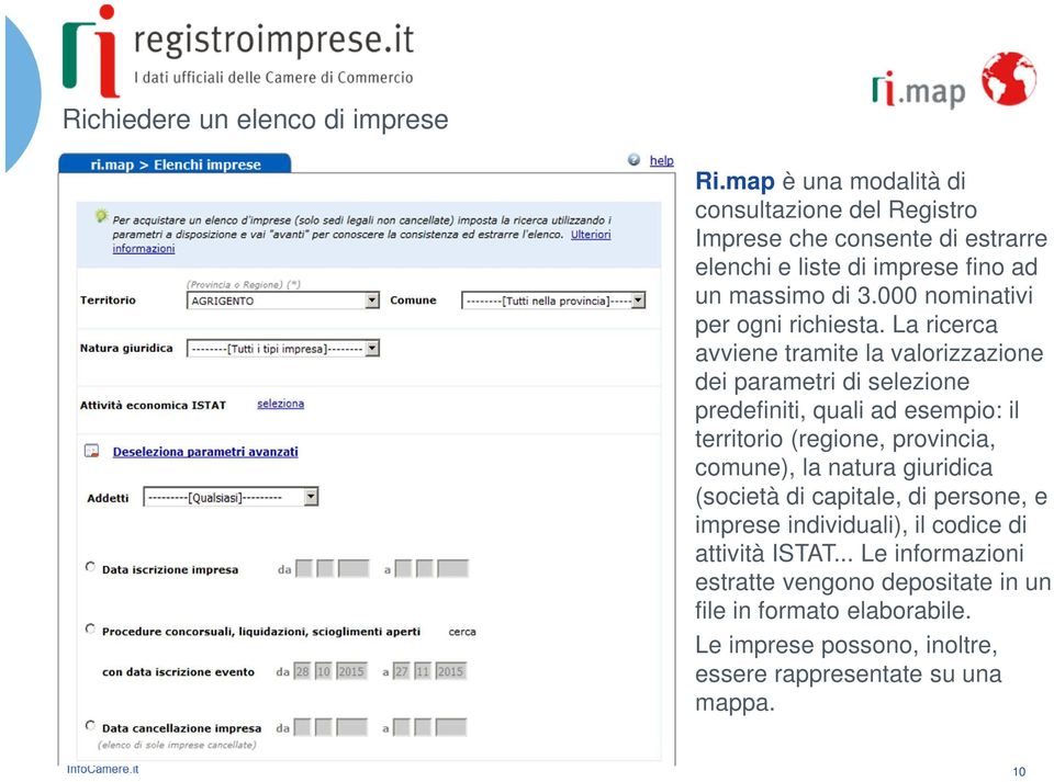 000 nominativi per ogni richiesta.