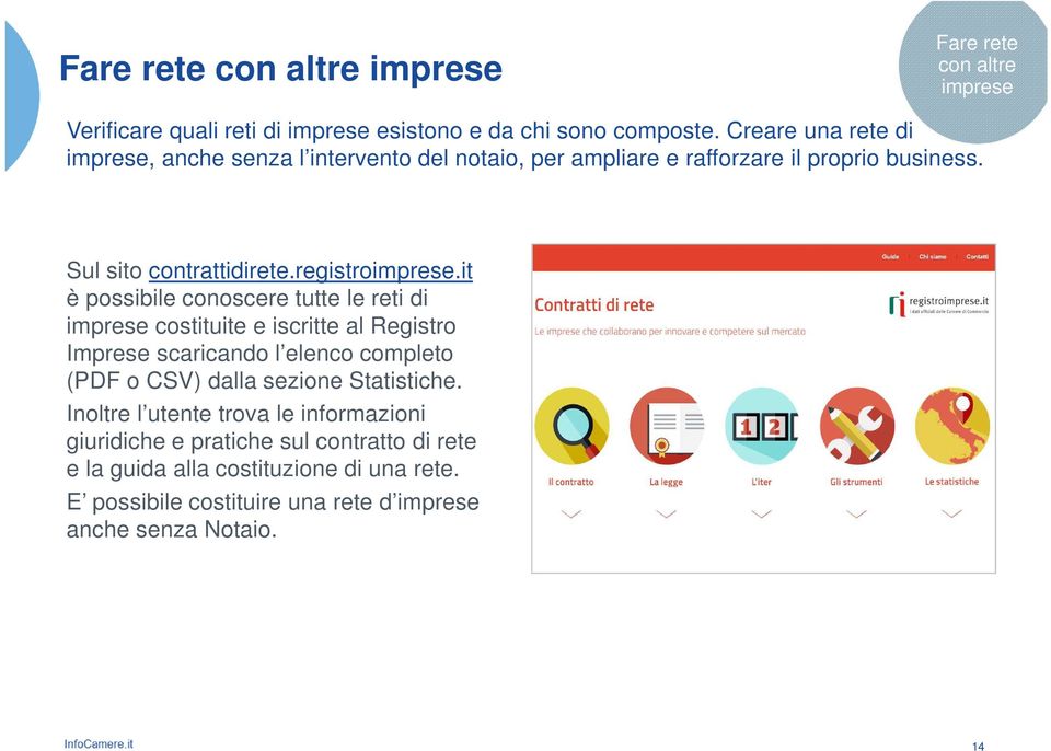 it è possibile conoscere tutte le reti di imprese costituite e iscritte al Registro Imprese scaricando l elenco completo (PDF o CSV) dalla sezione