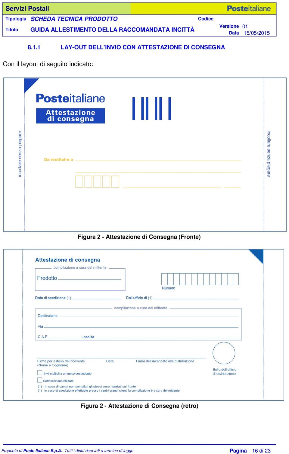 Figura 2 - Attestazione di Consegna (Fronte)