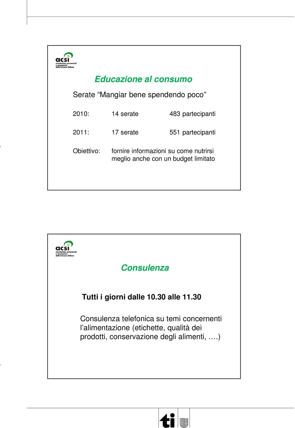 con un budget limitato Consulenza Tutti i giorni dalle 10.30 alle 11.