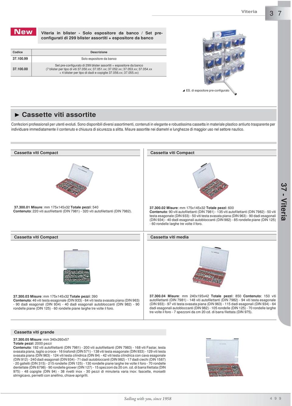 xx + 4 blister per tipo di dadi e copiglie.056.xx;.055.xx) ES. di espositore pre-configurato Confezioni professionali per utenti evoluti.