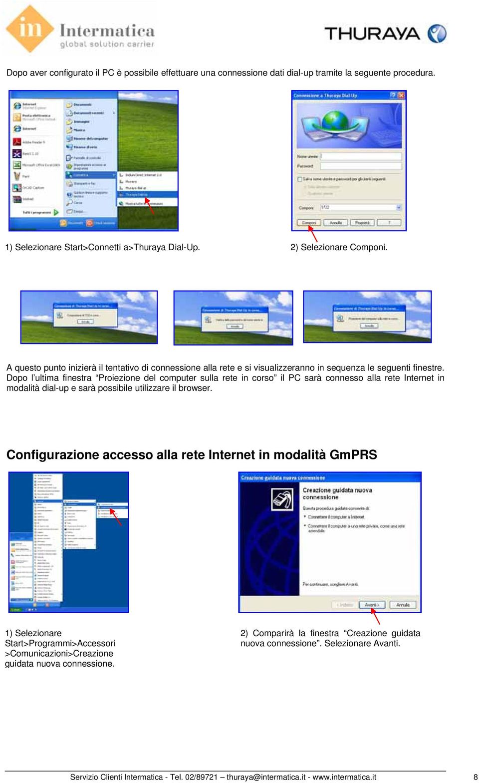 Dopo l ultima finestra Proiezione del computer sulla rete in corso il PC sarà connesso alla rete Internet in modalità dial-up e sarà possibile utilizzare il browser.