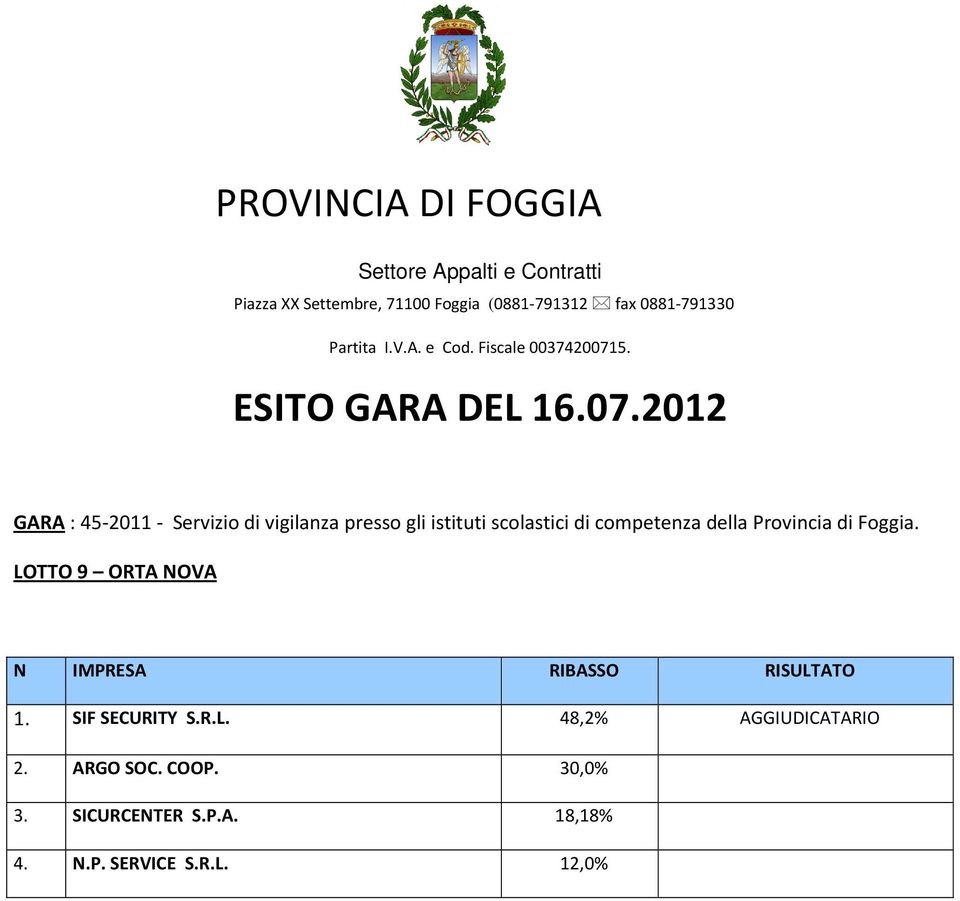 ARGO SOC. COOP. 30,0% 3.