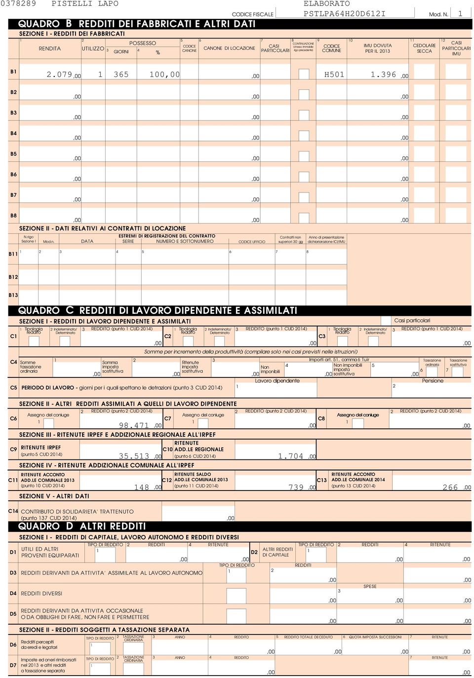 rigo ESTREMI DI REGISTRAZIONE DEL CONTRATTO Sezione