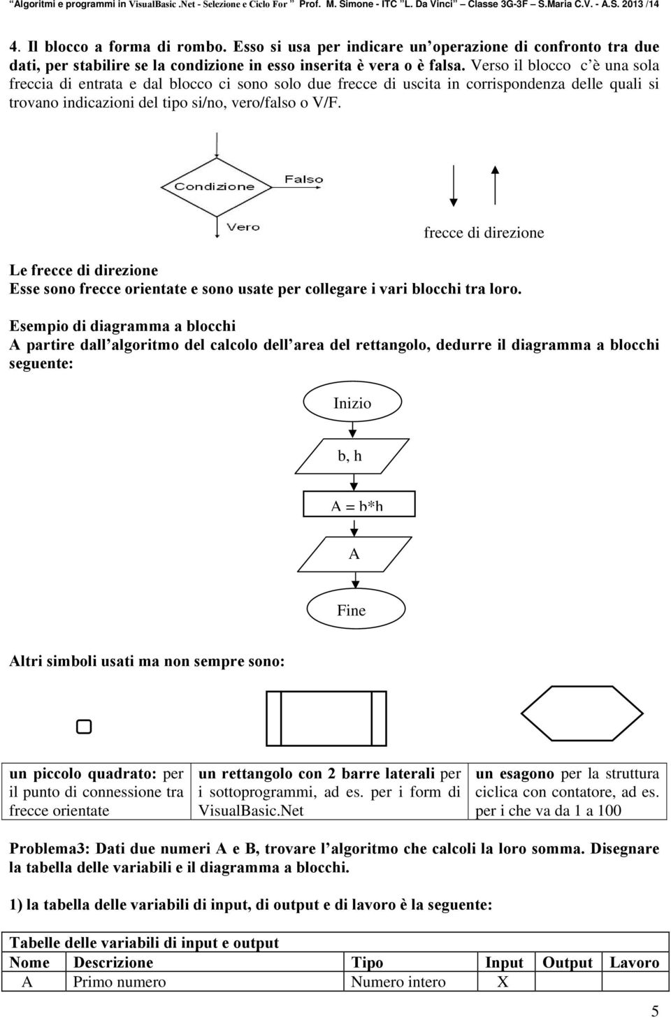 frecce di direzione Le frecce di direzione Esse sono frecce orientate e sono usate per collegare i vari blocchi tra loro.