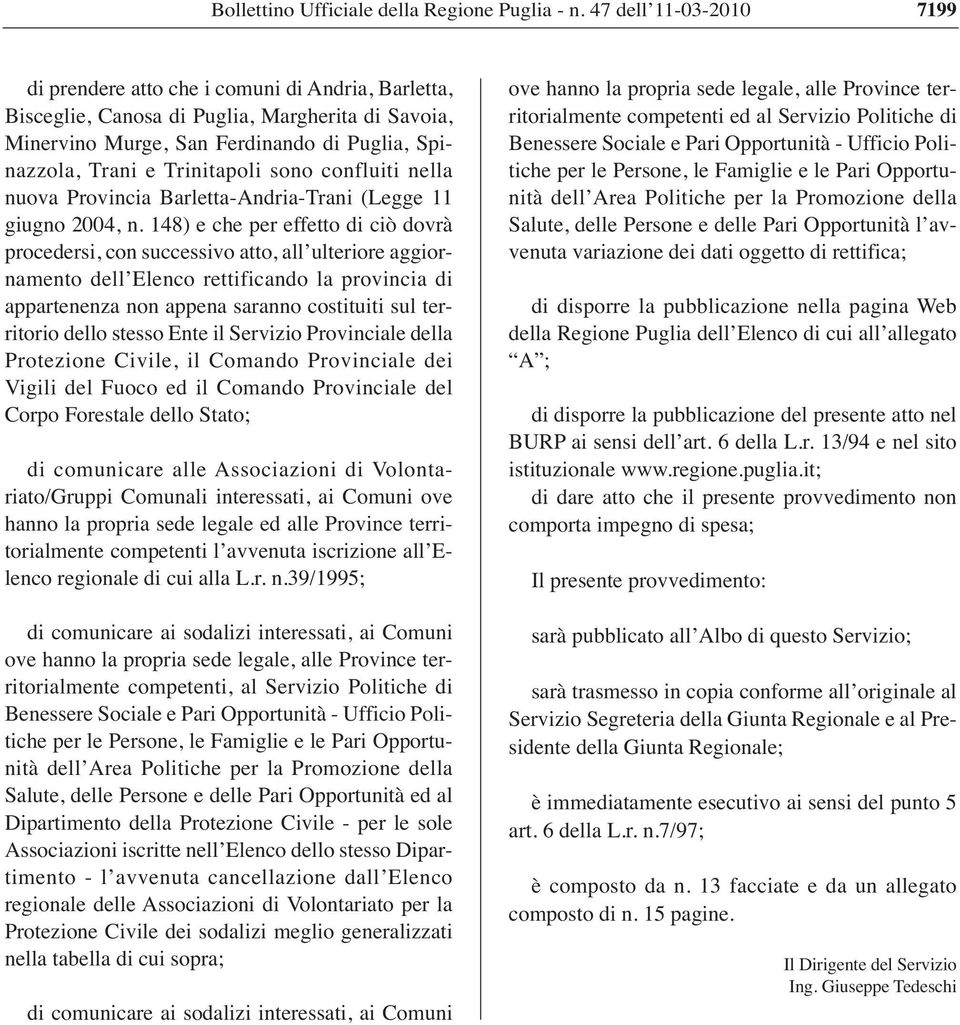 Trinitapoli sono confluiti nella nuova Provincia Barletta-Andria-Trani (Legge 11 giugno 2004, n.