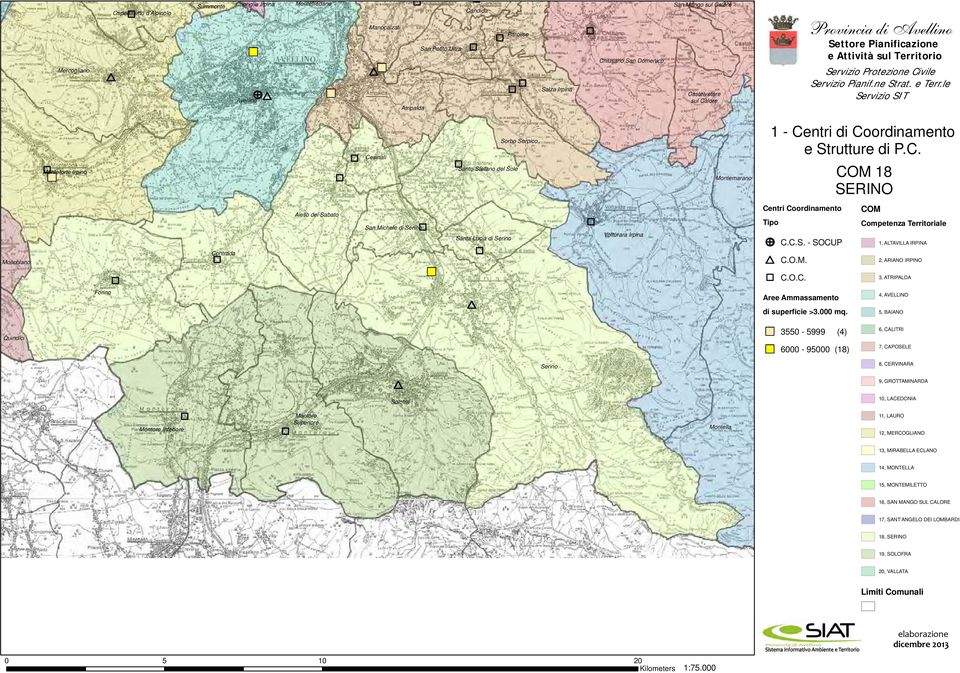 le Servizio SIT Monteforte Irpino Cesinali Santo Stefano del Sole Sorbo Serpico Montemarano - Centri di Coordinamento e Strutture di P.C. COM 8 SERINO Moschiano Contrada Aiello del Sabato San Michele di Serino Santa Lucia di Serino Volturara Irpina Centri Coordinamento Tipo C.