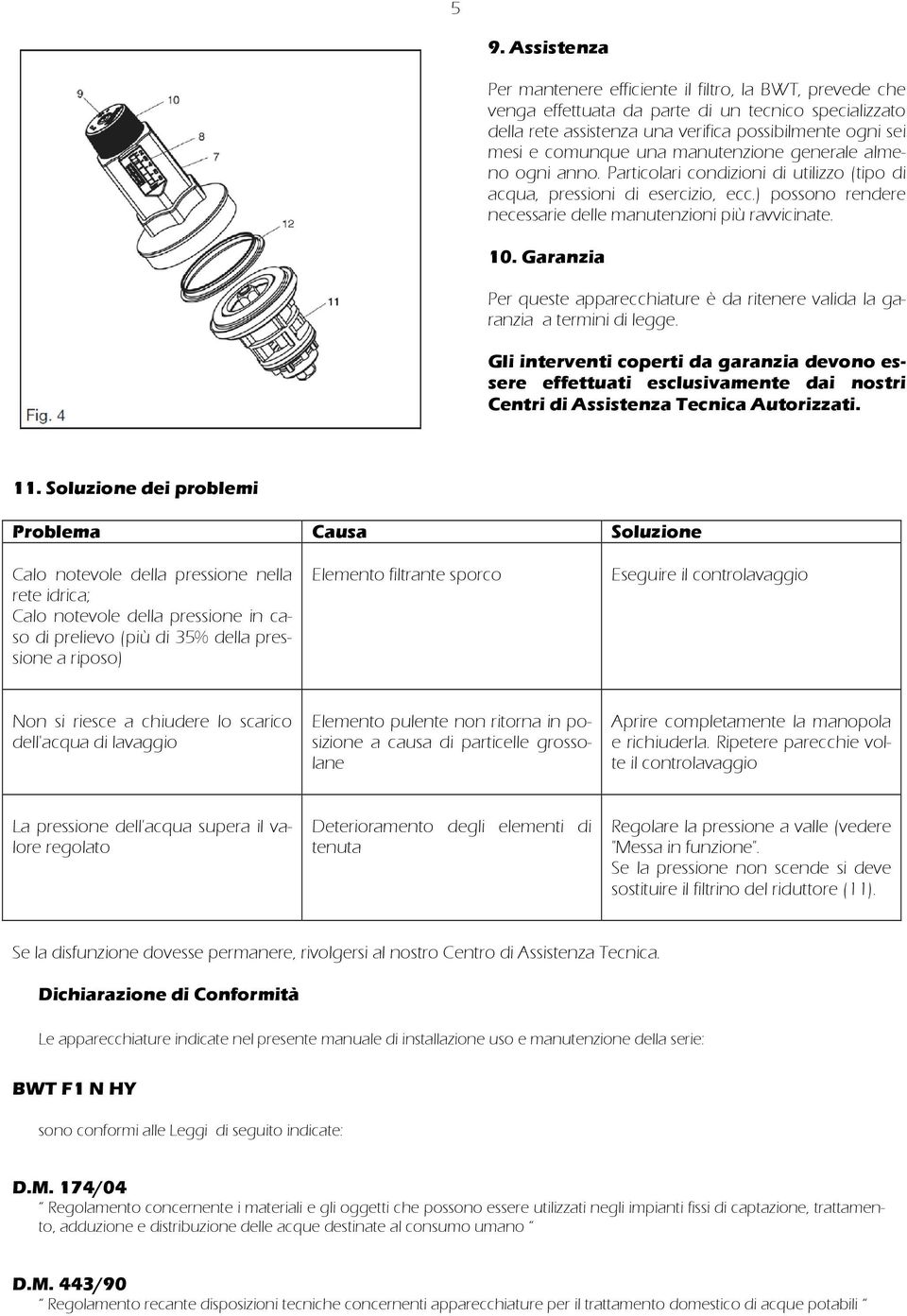 Garanzia Per queste apparecchiature è da ritenere valida la garanzia a termini di legge.