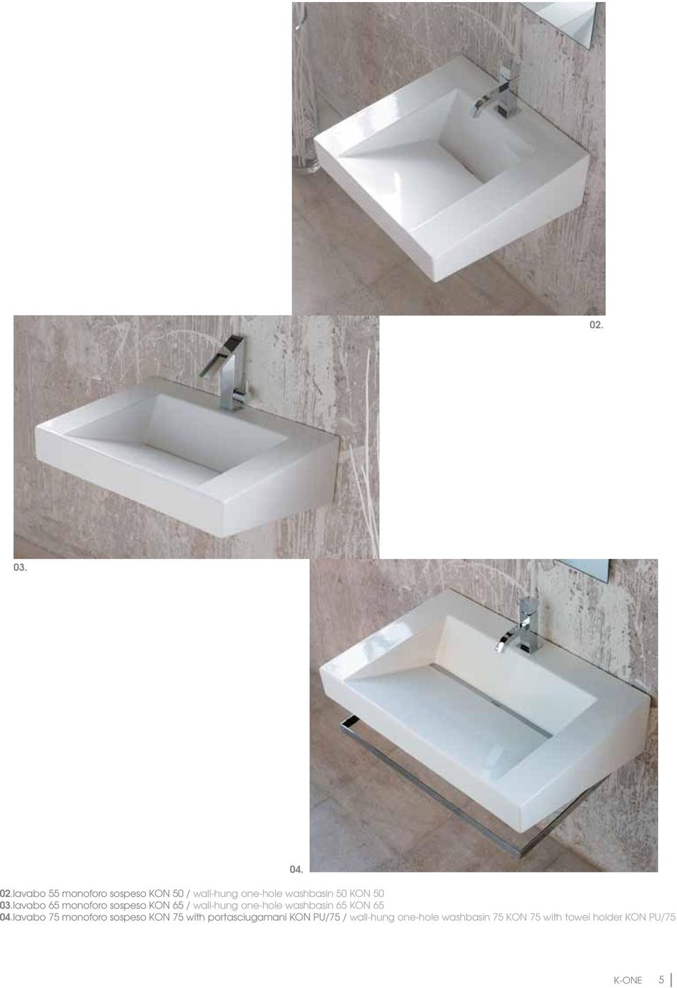 lavabo 65 monoforo sospeso KON 65 / wall-hung one-hole washbasin 65 KON 65 04.