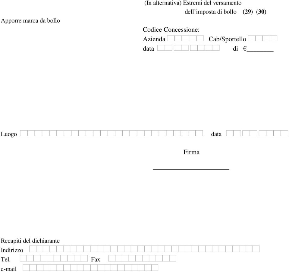 Concessione: Azienda data Cab/Sportello di Luogo