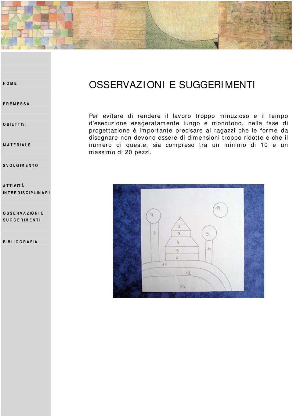 precisare ai ragazzi che le forme da disegnare non devono essere di dimensioni