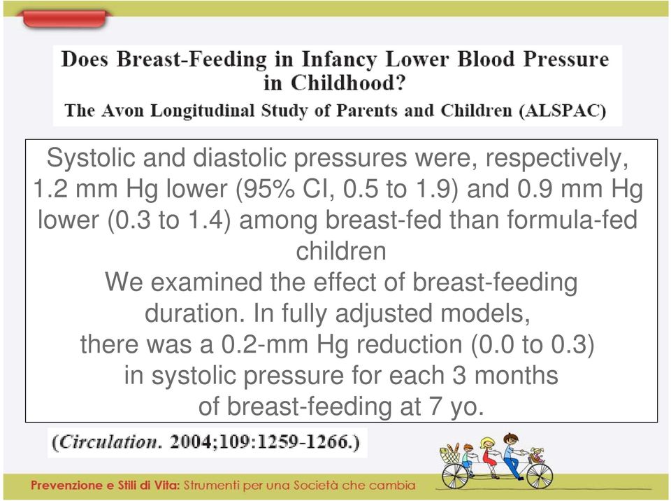 4) among breast-fed than formula-fed children We examined the effect of breast-feeding