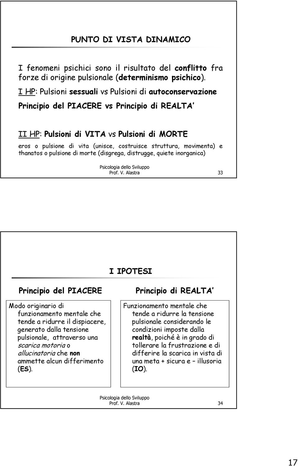 struttura, movimenta) e thanatos o pulsione di morte (disgrega, distrugge, quiete inorganica) Prof. V.