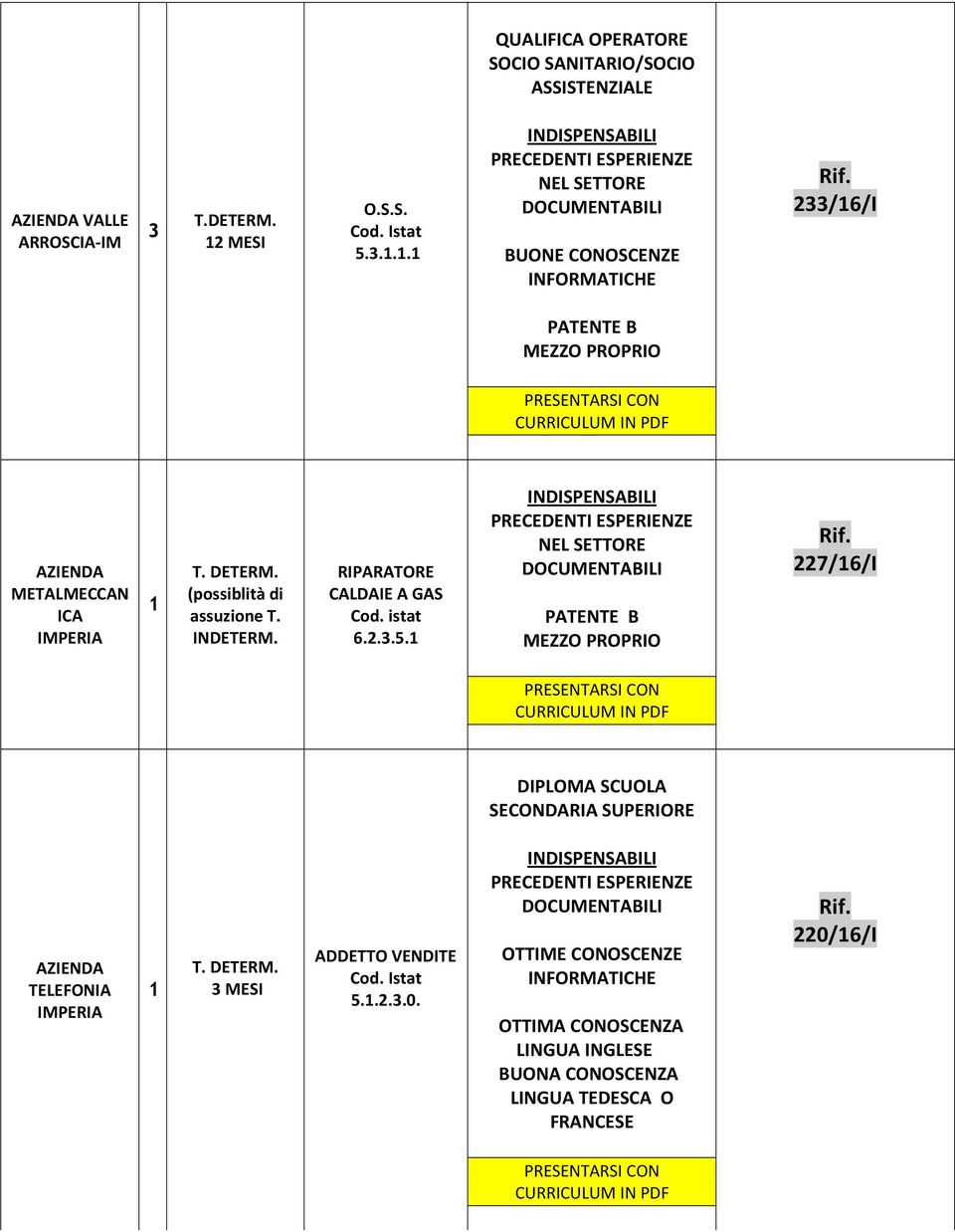 RIPARATRE CALDAIE A GAS Cod. istat 6.2.3.5.